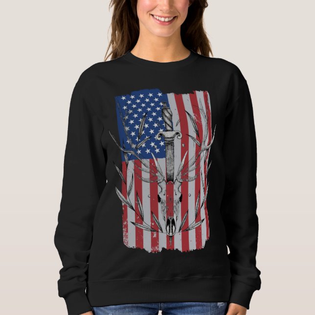 American Flag Deer Hunting T Shirt (Framsida)