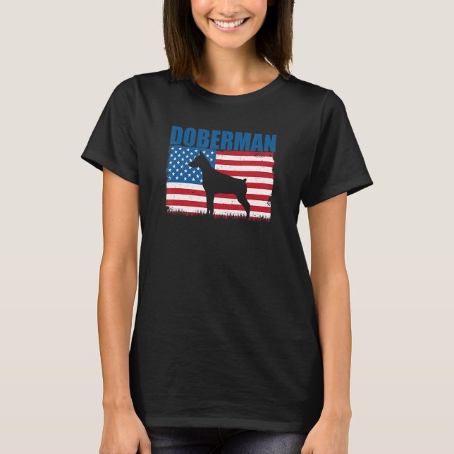 American Flag Doberman T Shirt (Framsida)