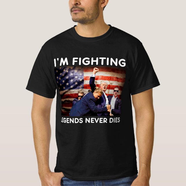 American Flag Donald Trump Fighting Lover Support T Shirt (Framsida)