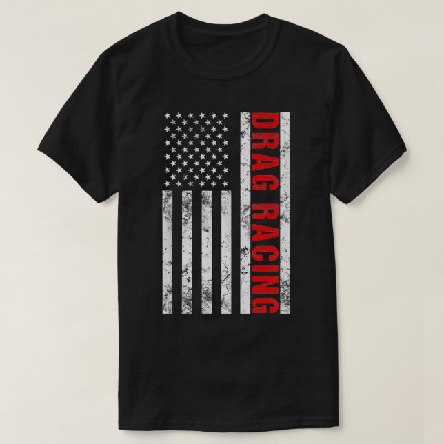 American Flag Drag Racing  T Shirt (Design framsida)