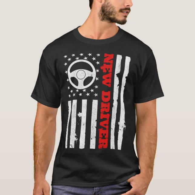 American Flag Driver s License USA Driving Teen Ne T Shirt (Framsida)