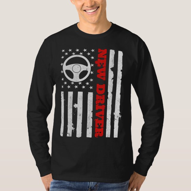 American Flag Driver s License USA Driving Teen Ne T Shirt (Framsida)
