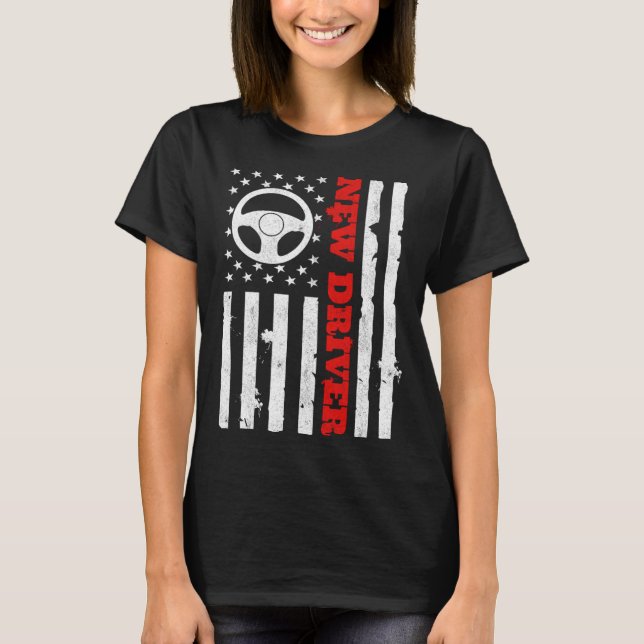 American Flag Driver s License USA Driving Teen Ne T Shirt (Framsida)