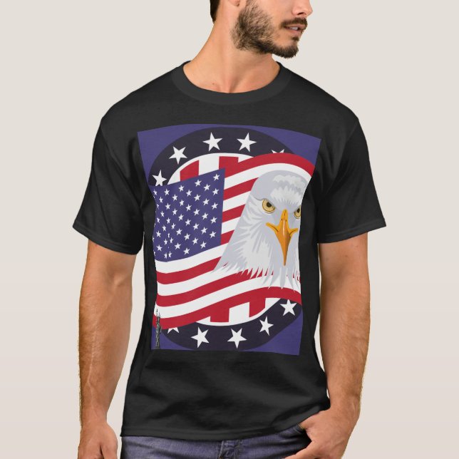 American Flag Eagle Graphic T-Shirt (Framsida)