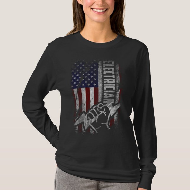 American Flag Electrician  For Men Women Fourth Ju T Shirt (Framsida)