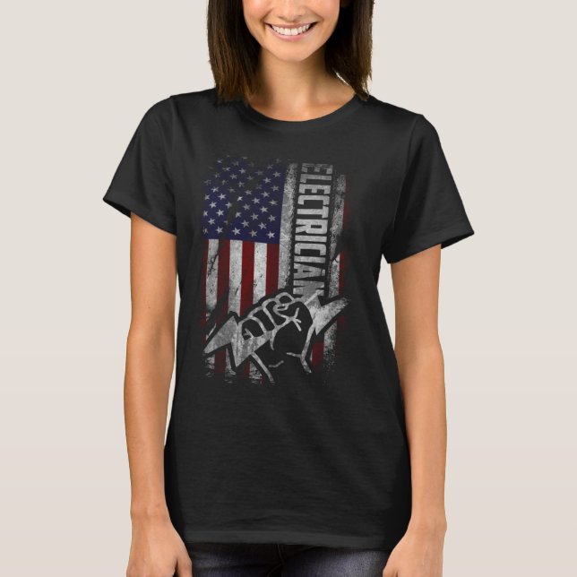 American Flag Electrician  For Men Women Fourth Ju T Shirt (Framsida)