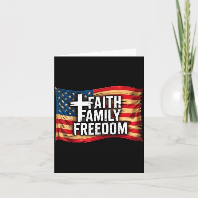 American Flag Faith Family Dom Christian  Kort (Framsida)