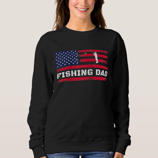American Flag Fishing Dad Father's Day Raglan Base T Shirt (Framsida)