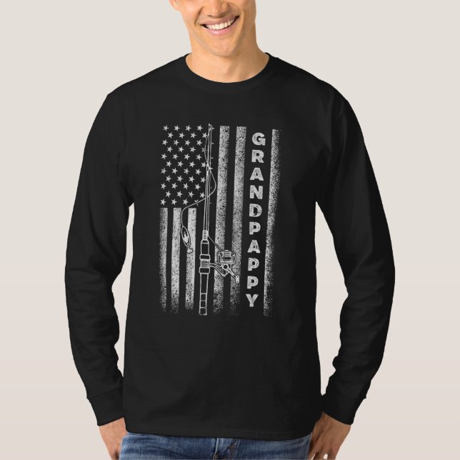 American Flag Fishing Grandpappy T Shirt (Framsida)