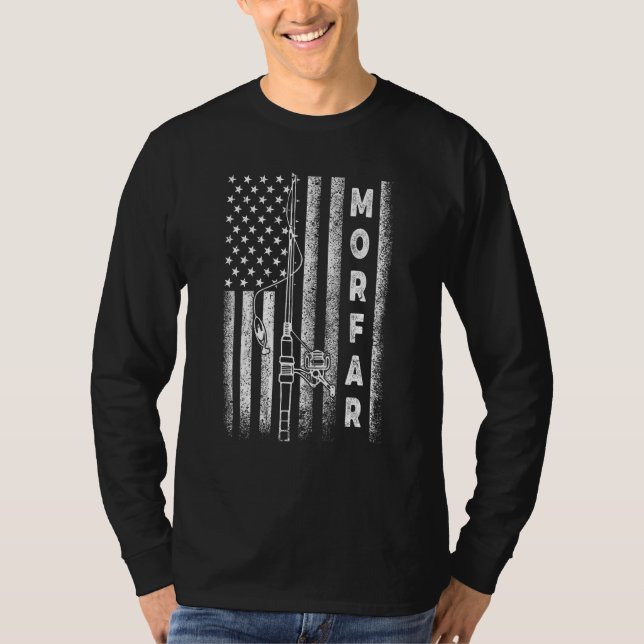 American Flag Fishing Morfar T Shirt (Framsida)
