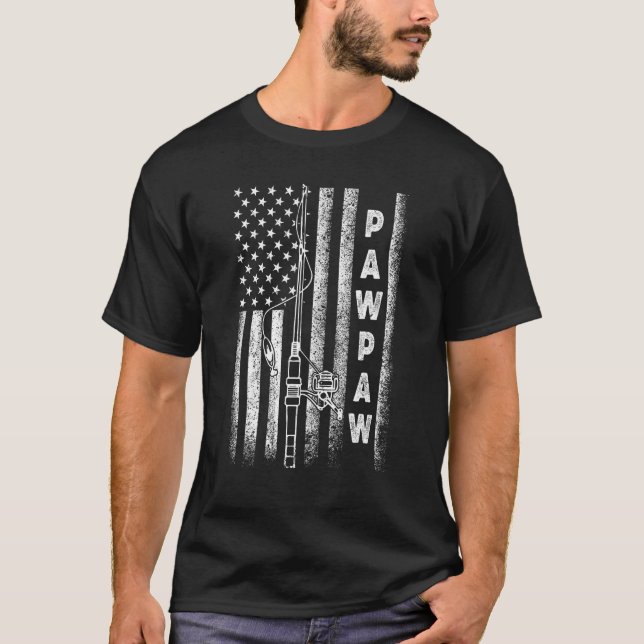 American Flag Fishing Pawpaw T Shirt (Framsida)