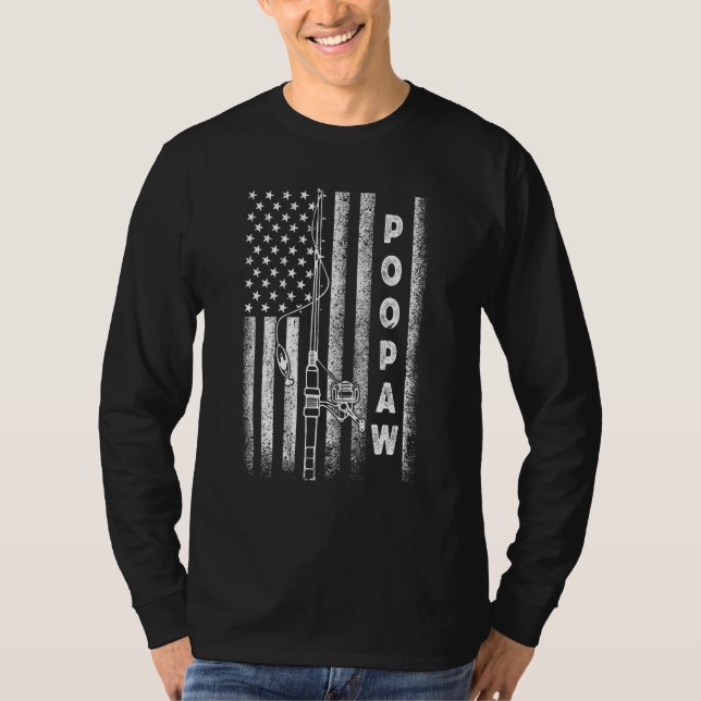 American Flag Fishing Poopaw T Shirt (Framsida)