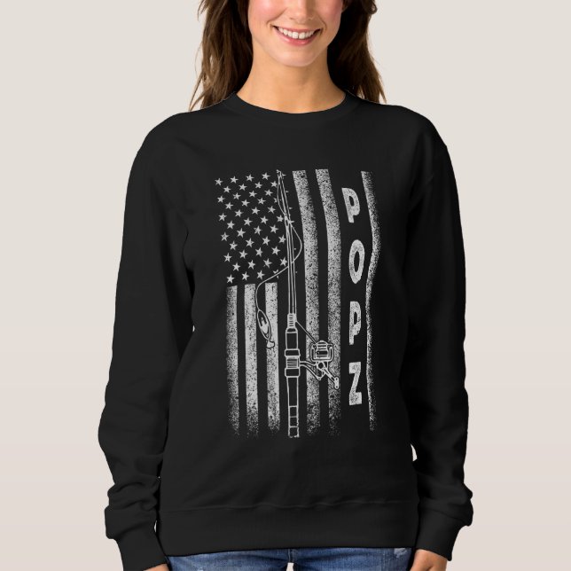 American Flag Fishing Popz T Shirt (Framsida)
