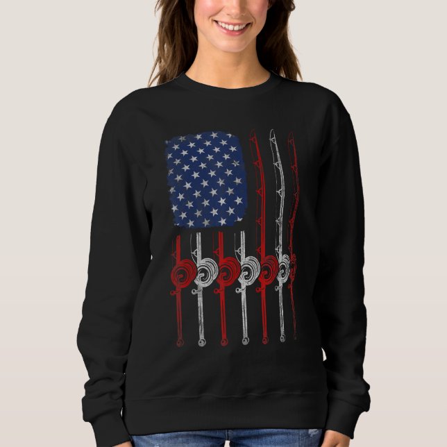 American Flag Fishing Rod For Fishing Lovers T Shirt (Framsida)