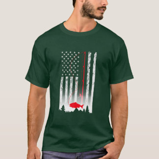 American Flag Fishing Rod USA Patriotic Lover Prem T Shirt