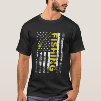 American Flag Fishing Rod Usa Patriotic T Shirt
