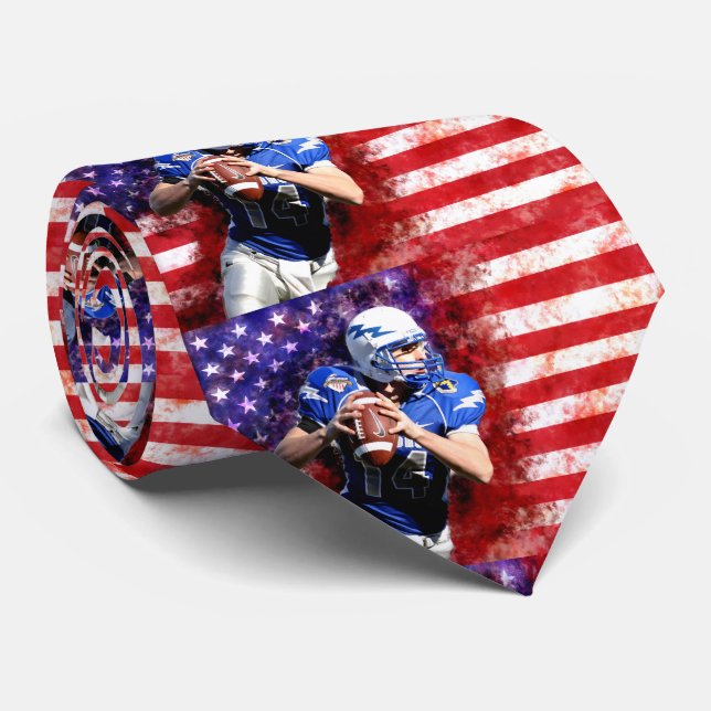 American Flag Football Patriotic Neck Tie Slips (Rullad)