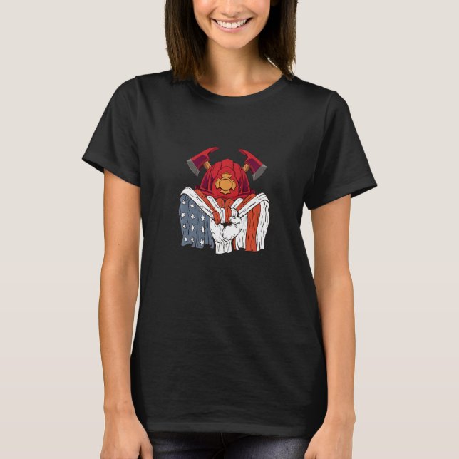 American Flag for Firefighters Premium T Shirt (Framsida)