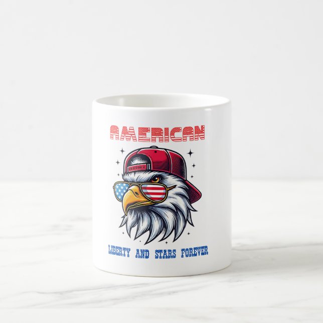 American Flag Freedom Cool Bald Eagle on  Kaffemugg (Center)