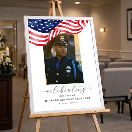 American Flag Funeral Welcome Sign Poster 