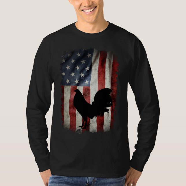 American flag game fowl rooster gallero gamefowl 3 t shirt (Framsida)