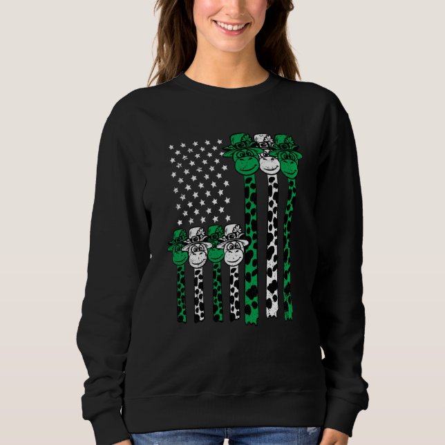 American Flag Giraffe St Patricks Day Animal Shamr T Shirt (Framsida)