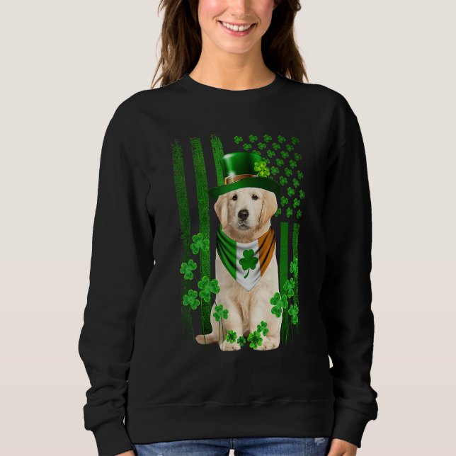 American Flag Golden Retriever Dog Hat Irish St Pa T Shirt (Framsida)