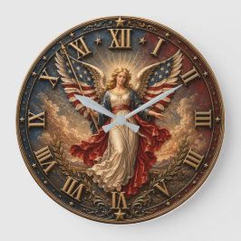 American Flag Guardian Patriotic Angel Stor Klocka