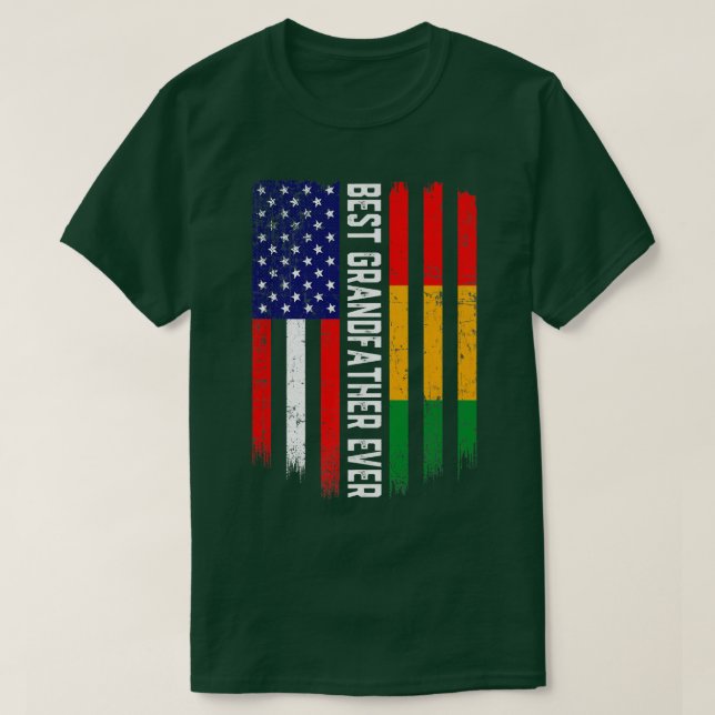 American Flag & Guinea Flag Best Grandfather Ever  T Shirt (Design framsida)
