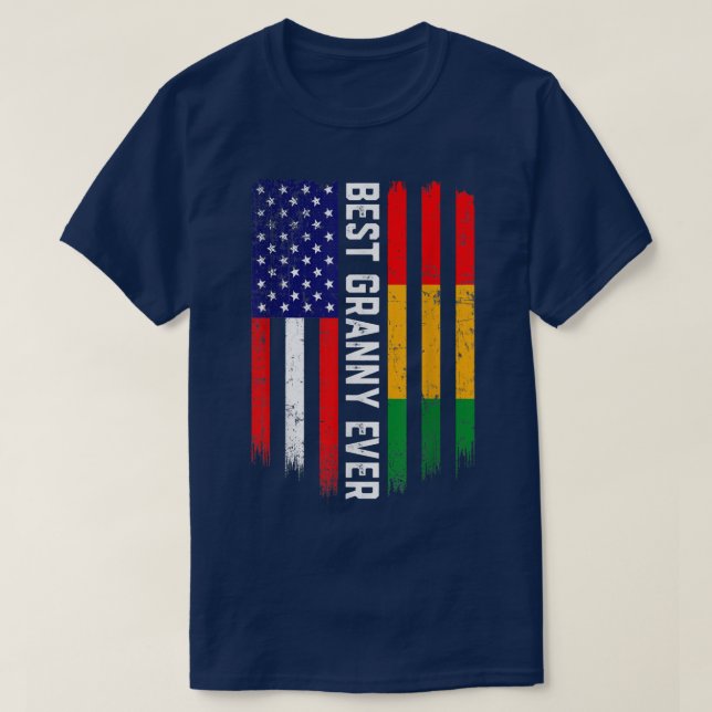 American Flag & Guinea Flag Best Granny Ever  T Shirt (Design framsida)