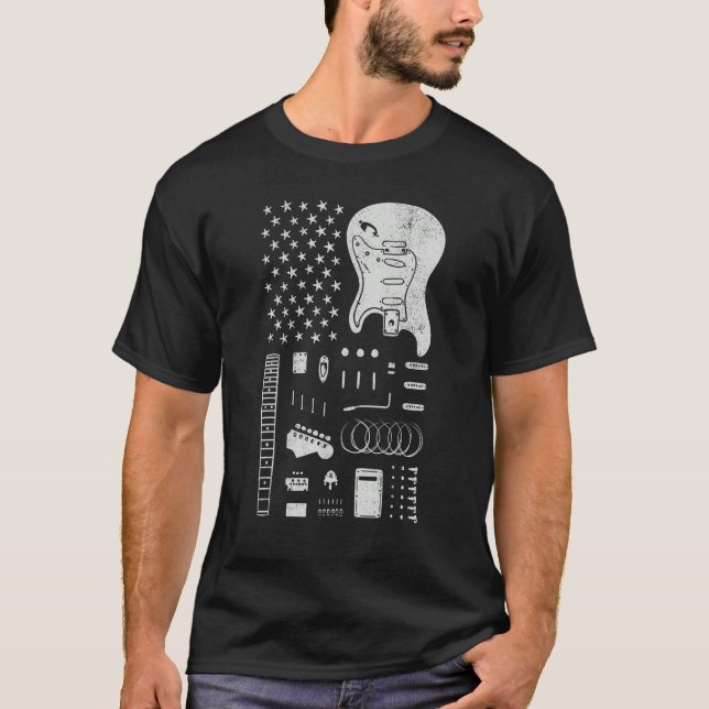American Flag Guitar 4th of July Guitarist USA Cou T Shirt (Framsida)