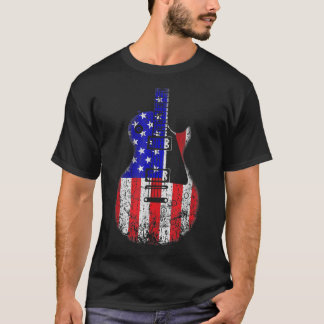 American Flag Guitar 4th Of July Pride Guitarist V T Shirt