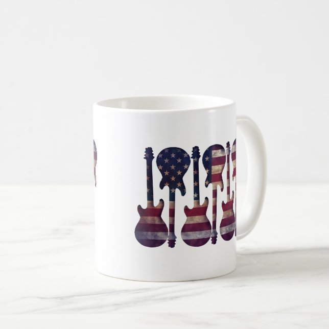 American Flag Guitar Art Kaffemugg (Framsida höger)