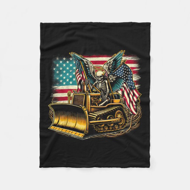 American Flag Halloween Skull Fleecefilt (Framsidan)