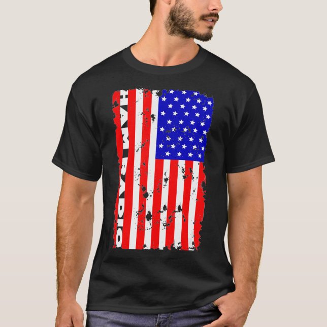American Flag Ham Radio  90s Radio Connectivity T Shirt (Framsida)