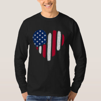 American Flag Heart 4th of July Patriotic USA Flag T Shirt