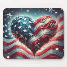 American Flag Heart Mouse Pad – Patriotic Desktop Musmatta