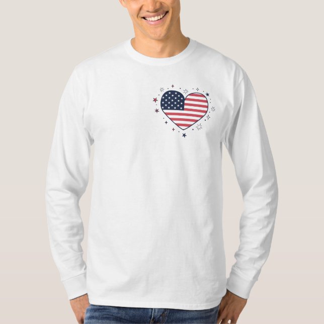 American Flag Heart - Patriotic USA Love Symbol T Shirt (Framsida)
