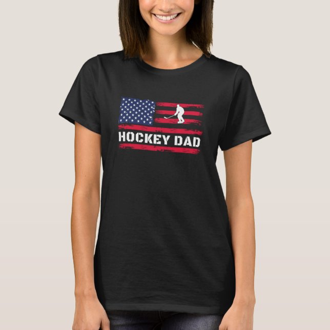 American Flag Hockey Dad Father's Day T Shirt (Framsida)