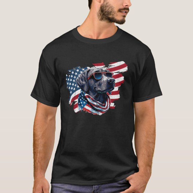 American Flag Labrador Retriever 4th Of July USA D T Shirt (Framsida)