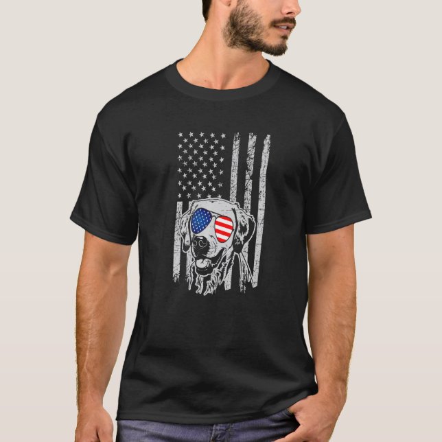 American Flag Labrador Retriever T Shirt (Framsida)