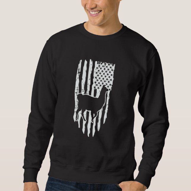 American Flag Llama Lång Ärmad Tröja (Framsida)