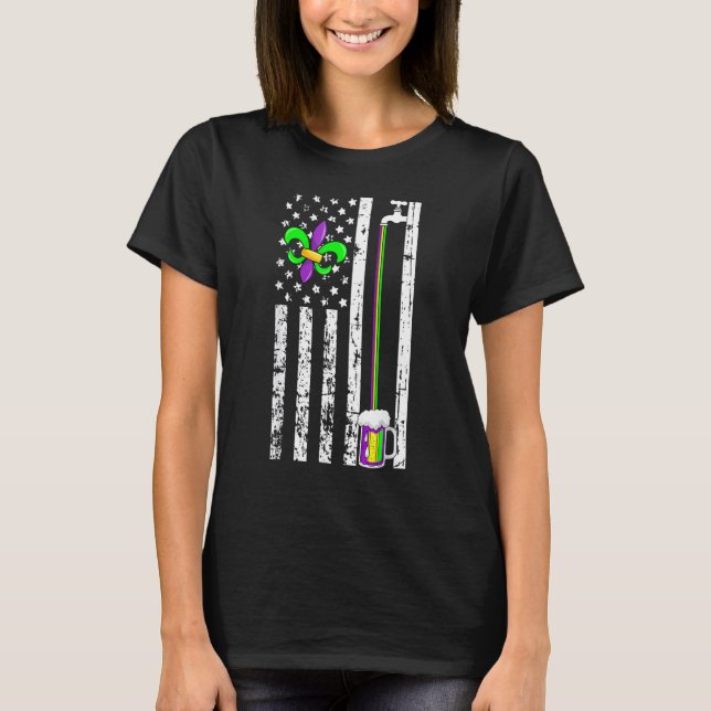 American Flag Mardi Gras Carnival Parade Masquerad T Shirt (Framsida)