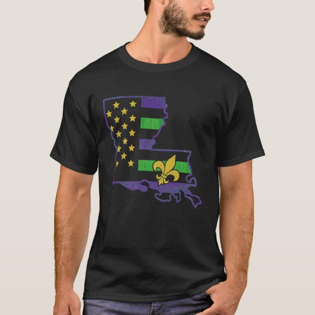 American Flag Mardi Gras Crawfish  USA Flag Mardi  T Shirt (Framsida)