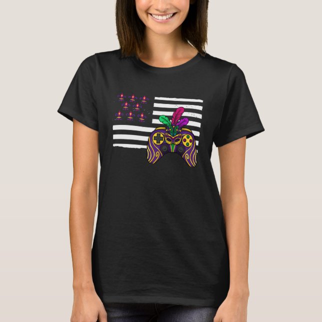 American flag mardi gras gaming parade  1 t shirt (Framsida)