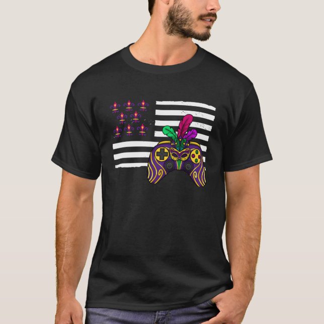 American flag mardi gras gaming parade  1 t shirt (Framsida)