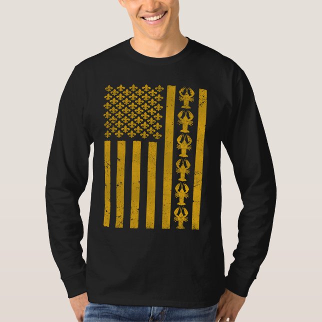 American Flag Mardi Gras Mardi Gras Crawfish Outfi T Shirt (Framsida)