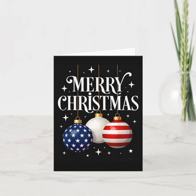 American Flag Merry Christmas Tree Baubles Us Patr Kort (Framsida)