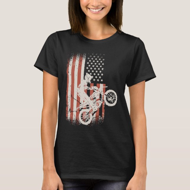American Flag Motocross Enduro Motocross T Shirt (Framsida)