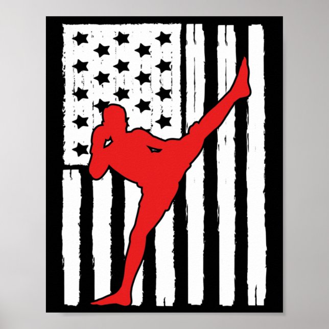 American Flag Muay Thai Theme Graphic Design Kickb Poster (Framsidan)